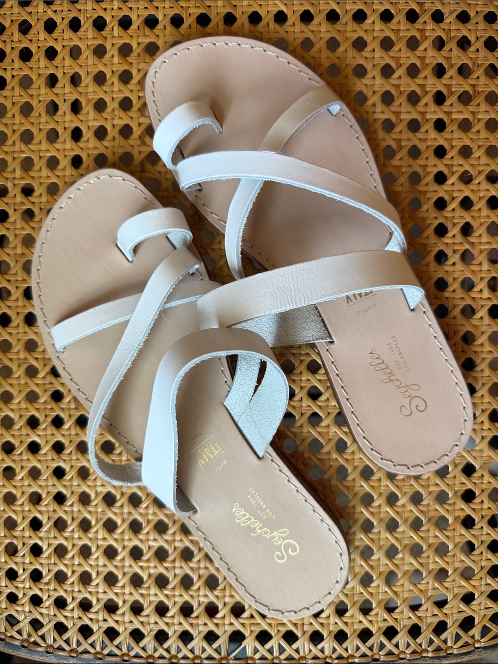 Seychelles White Leather Strappy Slide Sandals